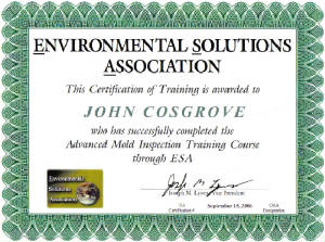ESA training cert John Cosgrove